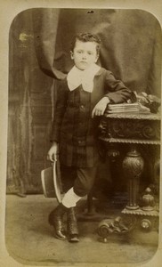 France Lille Boy Portrait Fashion Hat Old CDV photo Carette 1890