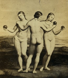 Italy Firenze CDV Photo of The Three Graces gravure by Raphael 1870