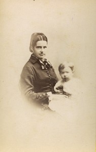 Belgium Liege Woman & Child Portrait Fashion Old CDV photo Damry 1875