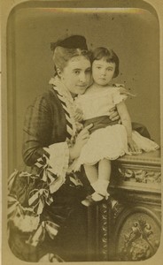 France Lille Woman & Child Portrait Fashion Old CDV photo Carette 1875