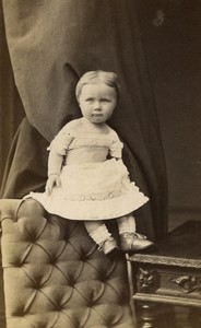 France Lille Baby Toddler Portrait Fashion Old CDV photo Carette 1870