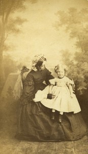 Italy Torino Turin Mother & Child Portrait Fashion Old CDV photo Chanaz 1870