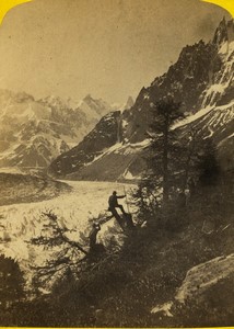 France Mer de Glace Glacier Montanvert Old CDV photo Anonymous 1870