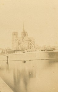 France Paris Notre Dame Cathedral Seine River old Photo CDV 1860's