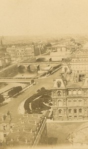 France Paris Panorama Seine River and Bridges old CDV Photo 1860's