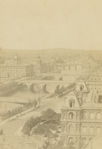 France Paris Seine River & Bridges General View old Anonymous CDV Photo 1860's