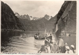 Tourist Group Troll Fjord Norway old Photo 1932