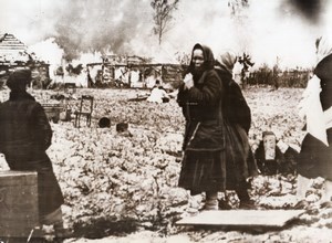 WWII Russia Civilians Homes Blaze Winter WW2 Photo 1941