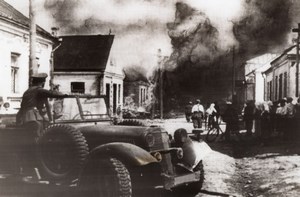 WWII German Blitzers Blazing Town Russia WW2 Photo 1941