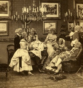 Humoristic scene in XVIIIth century costumes Scene de Genre Photo 1860