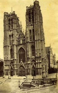 St Gudule and St Michael's Cathedral Brussels architecture Neurdein Photo 1890