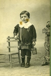 France Ivry Cute Boy & Metal Pail old Henry CDV Photo 1890