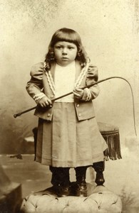 France Chauny Frowny Baby Boy & Whip old Debrie CDV Photo 1890