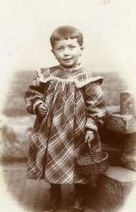 France Romilly Young Girl & Wicker Basket old Savary Studio CDV Photo 1890
