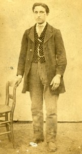 France Young Country Man in Sunday Clothes Old Photo CDV 1860'