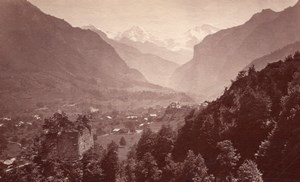 Unspunnen Castle ruins Switzerland old Photo 1880'