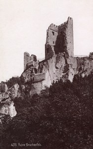 Drachenfels Ruins Germany Rheinlande Old Cabinet Card Photo CC 1897