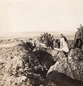 Trench Construction French Front WWI Stereo Photo 1918