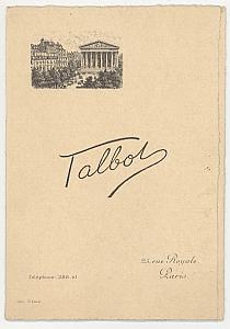 Photographic Studio Talbot Card Publicity Paris 1910