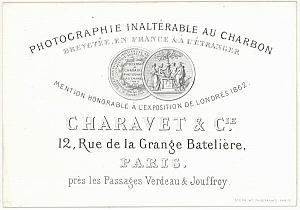 Photographic Studio Charavet Paris Card Publicity 1862