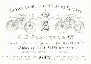 Photographic Studio Ad Tournachon Porcelaine Card 1861