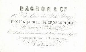 Photographic Studio Dagron Paris Porcelaine Card 1861