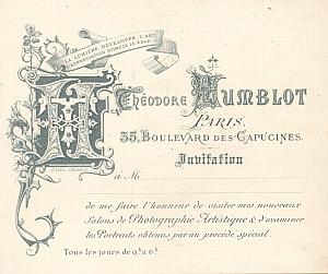 Photographic Invitation Card Humblot Studio Paris 1880