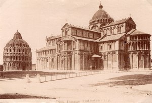 Pisa Duomo Battistero Italy old Albumen Photo 1880