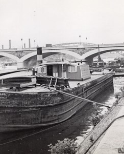 Barge Peniche Seine River Paris Post War Old Photo 1945