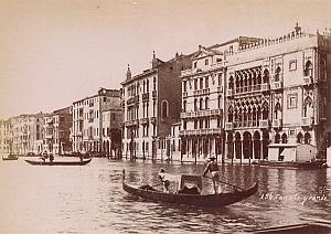 Italy Venezia Panorama Gondola Old Photo 1890