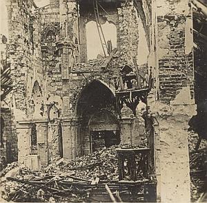 WWI War old Photo 1916 Somme Prise Church Ruins