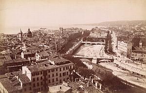 French Riviera Nice Panorama Dry River Old Jean Gilletta Photo 1880'