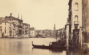Gondola Rialto Bridge Panorama Venezia Old Photo 1860