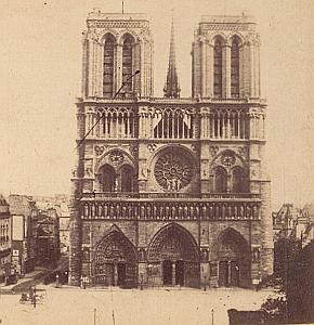 Notre Dame Church Paris France Old Stereo Photo 1870