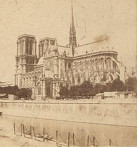 Notre Dame Church Paris France Old Stereo Photo 1870