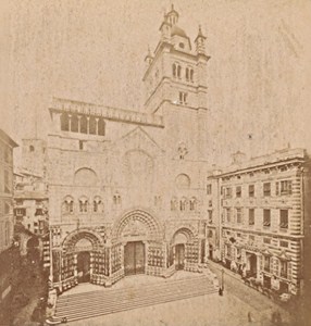 Genova Cathedral San Lorenzo Italy Old Stereo Photo Noack 1880