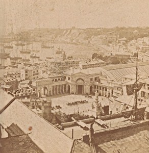 Genova General View Panorama Italy Old Stereo Photo Noack 1880