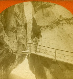 Switzerland Meiringen Aar Gorge Old Stereo Photo 1870