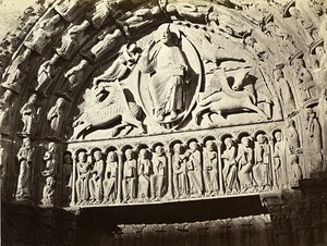 Chartres Tympanum the Main Gate France Old Photo Bisson 1858