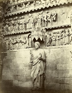 Reims Cathedrale North Portal Statue of Christ France Old Photo Bisson 1858