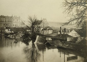France Paris Inondations de 1910 Floods Seine River Wine Warehouses Old Photo