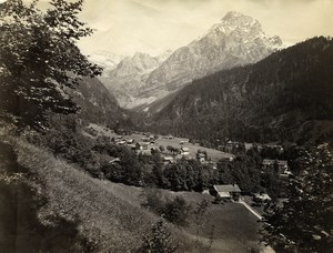 France Alps ? mountain Village Panorama Church Old Photo 1880