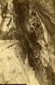 Switzerland Entry of Tamina Canyon Old Photo Cabinet Fetzer 1890