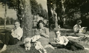 France Roubaix Resting Knitting under the Trees Dog Old Victor Vajda Photo 1930