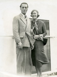 Ocean Liner Ile de France Mr & Mrs Valentin Parera Grace Moore Old Photo 1932