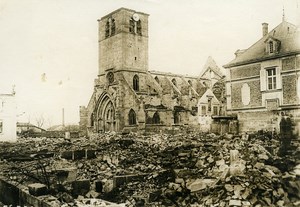 France WWI War Front Marne Revigny Church Ruins Old Photo Meurisse 1915