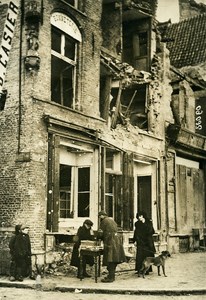Belgium WWI Ieper Boy Street Retailer Hosiery Shop Ruins Photo Meurisse 1915