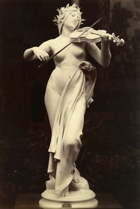 France Museum Sculpture Musician Woman Violin Study Old Photo 1880