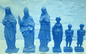 France Religious Sculptures Old Cyanotype Photo 1870