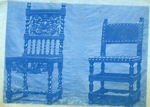 France Furniture Chairs Sculpture Old Cyanotype Photo 1870